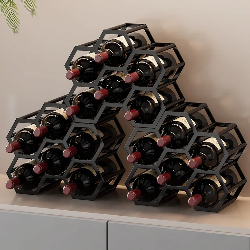 High-end Wrought Iron Red Wine Rack, Ornament Creative Wine Bottle Display Shelf, Restaurant Cabinet Decoration Shelf