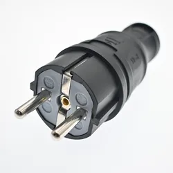Rubber Waterproof Electrical Socket Plug with Cover - European Connector, IP54, 16A 250V (Plug - Straight)