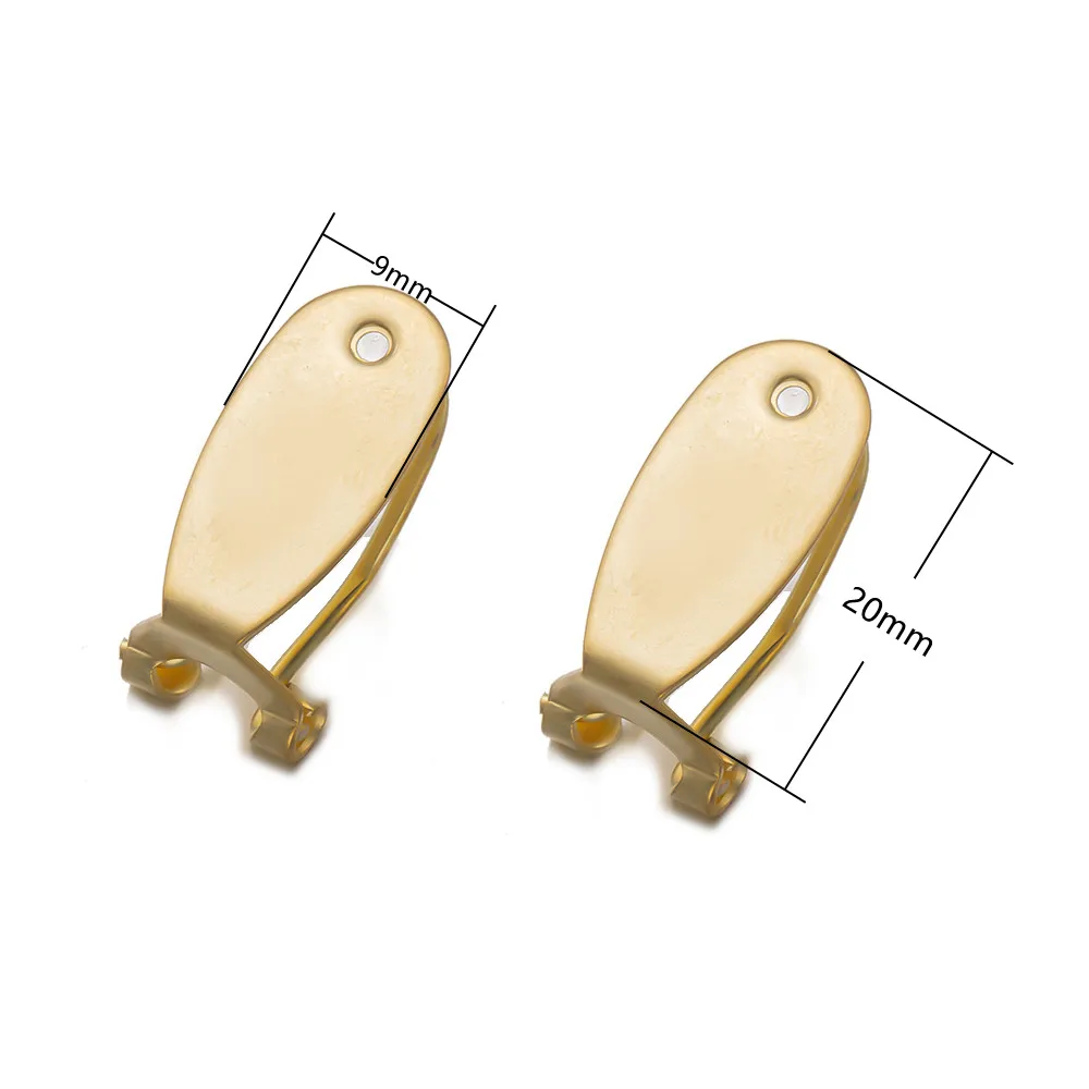 10 Stück 9 x 20 mm Kupfer-Ohrclip mit flacher Rückseite, Ohrstecker, Haken-Basisfassung für DIY, nicht durchbohrt, Ohrring-Zubehör, Schmuckherstellung – Detail 1