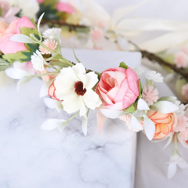 Adjustable Rose Flower Crown Boho Flower Headband Hair 