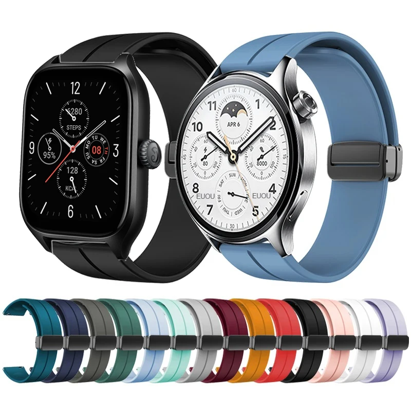

Magnetic Folding Buckle Band for Huami Amazfit GTS 4 Mini GTS 2 3 GTR 4 Silicone Strap for Amazfit GTR Mini Watchband Bracelet