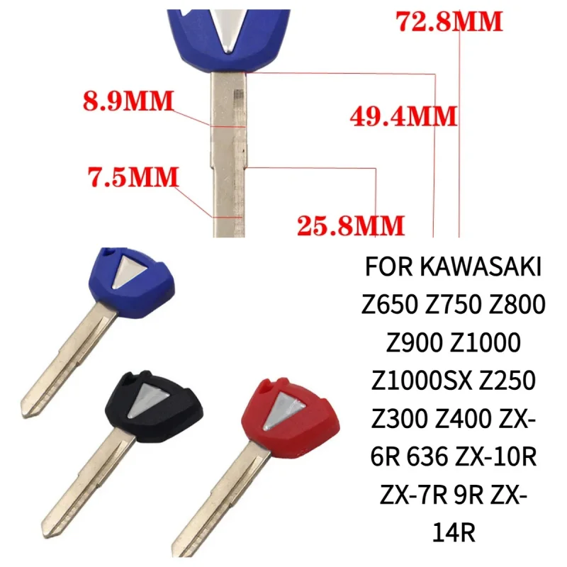 Motorcycle Blank Key Uncut Blade FOR KAWASAKI Z650 Z750 Z800 Z900 Z1000 Z1000SX Z250 Z300 Z400 ZX-6R 636 ZX-10R ZX-7R 9R ZX-14R motorcycle keys,motorcycle key accessories,motorcycle key head