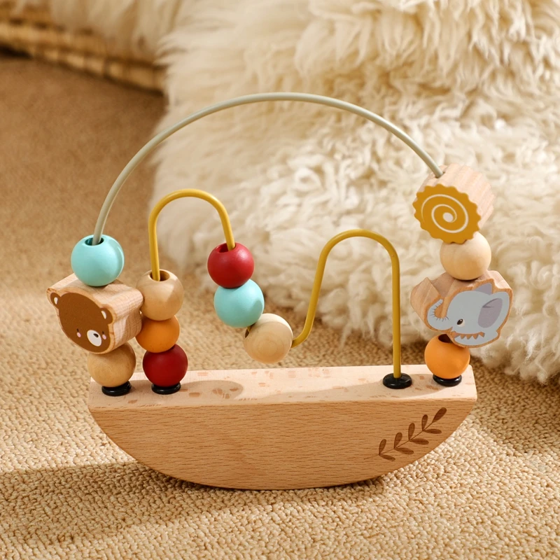 Montessori Spielzeug Holz Cartoon Tier Perlen Spiel Fördern Baby Hand-auge-koordination Spielzeug Frühen Lernen Threading Spielzeug Geschenke – Detail 9