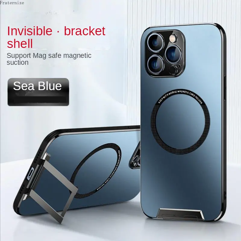 Magnetic Case for iPhone 13 Pro Support Wireless Charging MagSafe, Ring  Holder Kickstand Phone Case, Translucent Shockproof Non-Slip Rugged Cover  for