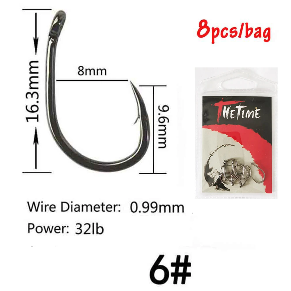 Premium Barbed Carbon Steel Fishing Hooks - High-Quality Carp Tackle (1 Pack)