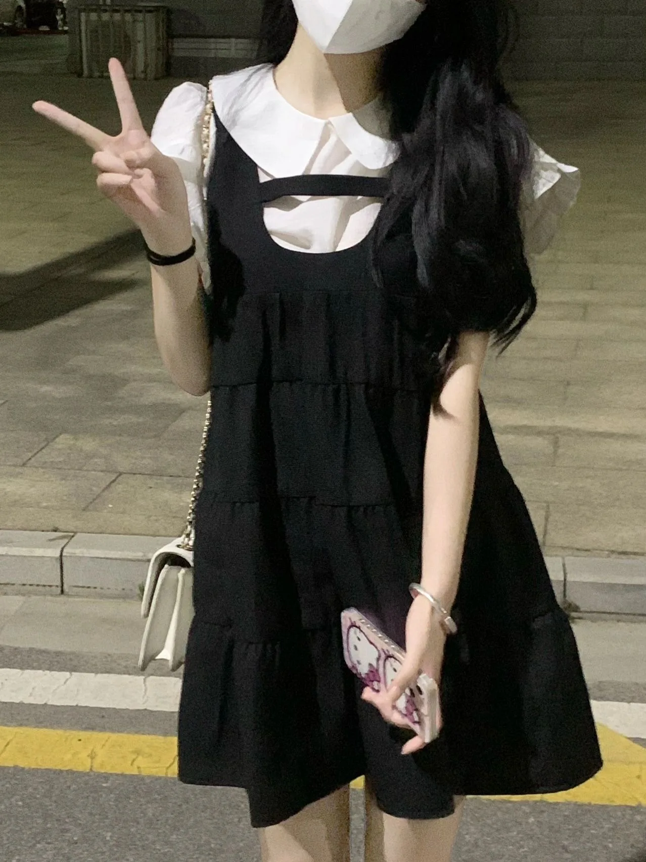 

Summer Sweet and Vital Girl Fairy Senior Dress Black Academy Style Skirt