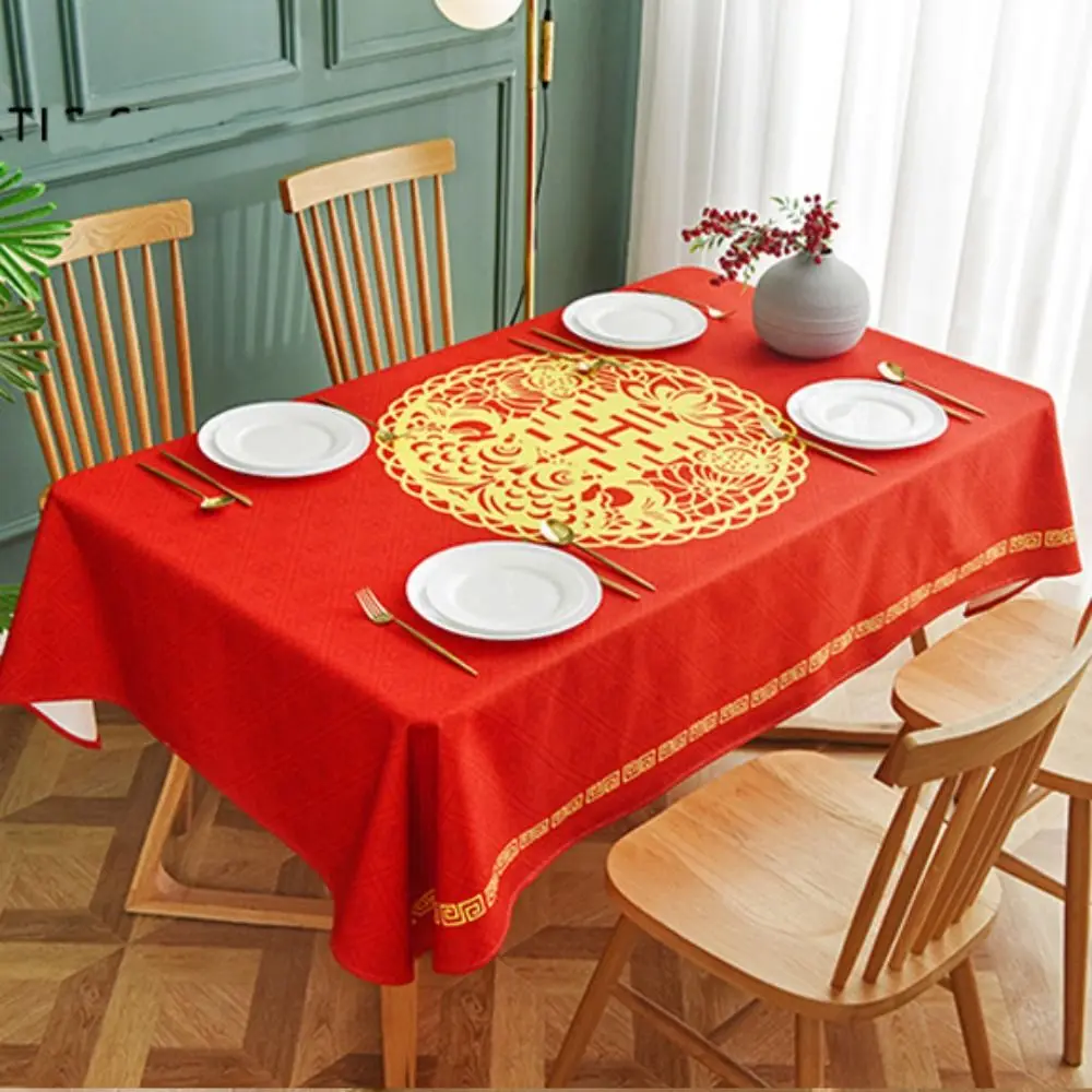 

Золотистая красная квадратная искусственная скатерть с вышивкой в китайском стиле скатерть для стола