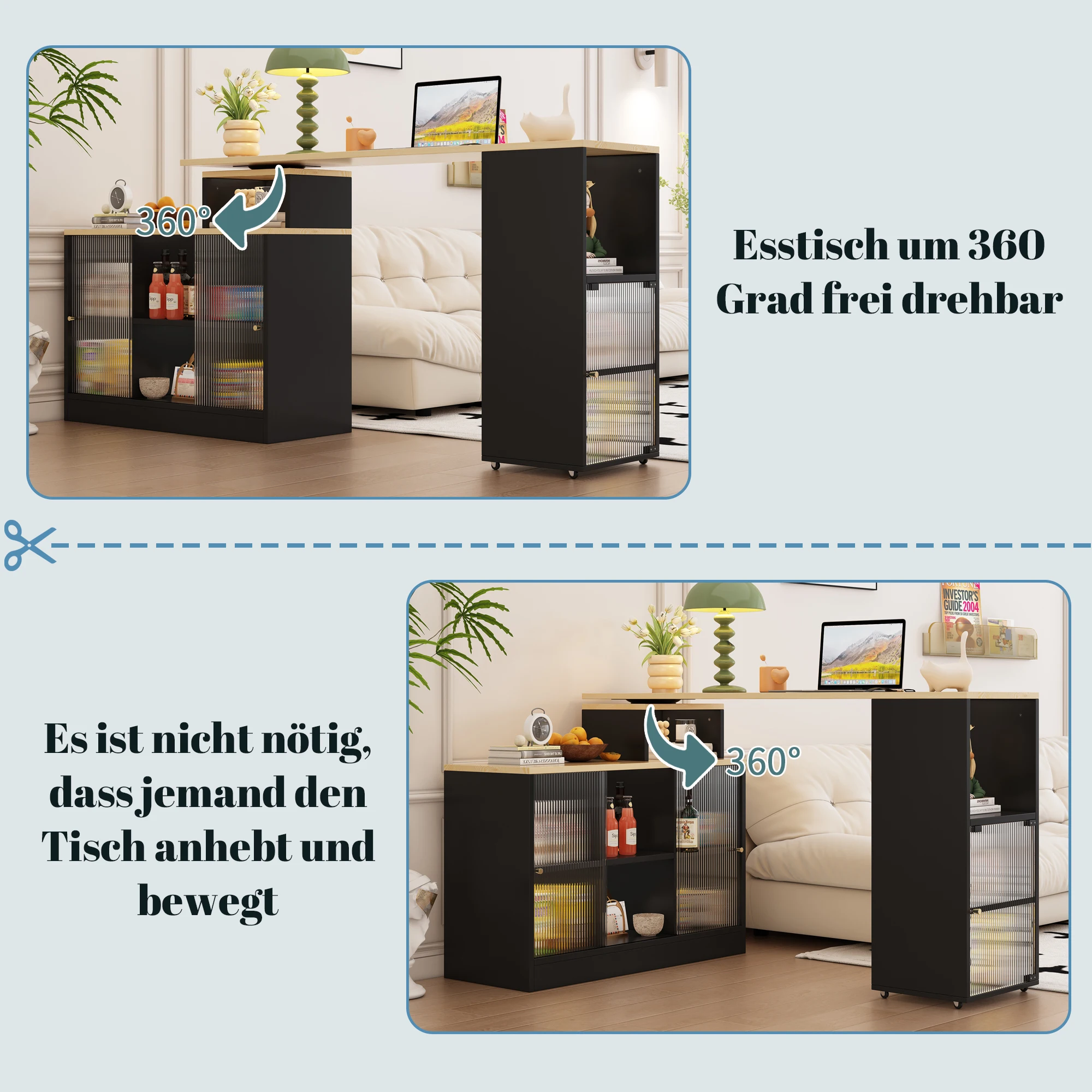 Ausziehbarer Bartisch mit Stauraum, moderner mobiler Bartisch, Stehtisch, Bistrotisch, Hochtisch, Bistrotisch, großer Stauraum – Detail 14