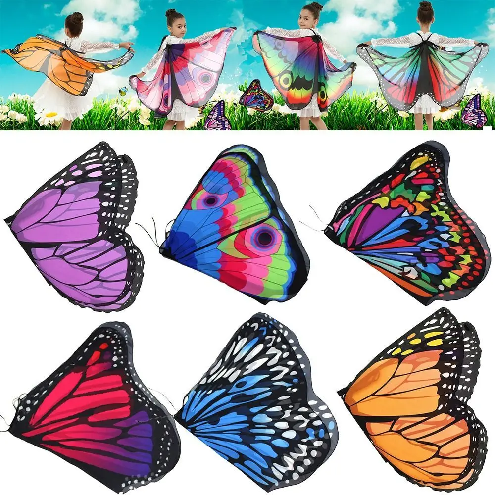 Colorful Butterfly Kids Performance Wings Cosplay Halloween Carnival Props Wing Costumes For Girls Boys Cloak Party Gift kids wing costumes