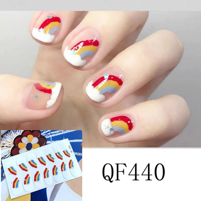 Lamemoria14tips Nail Stickers New Product Full Coverage 3D Summer Complete Nail Decals Waterproof Self-adhesive DIY Manicure QF440