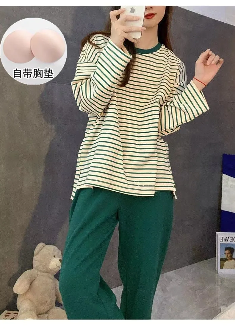 N83Striped breast pad double length-green