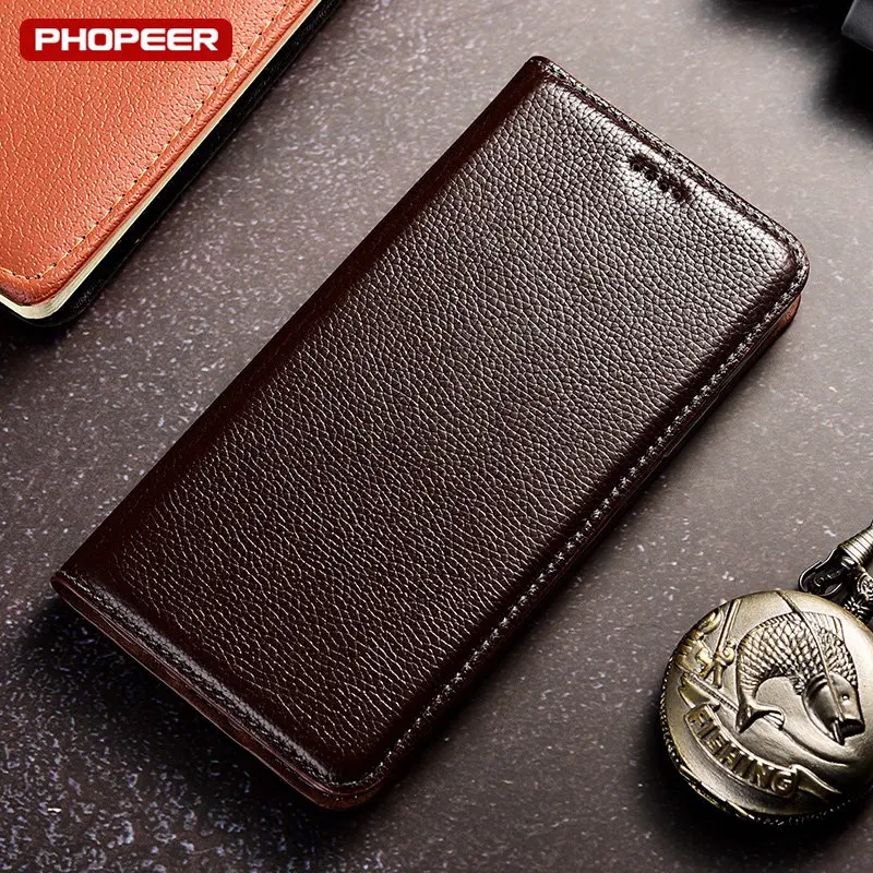 

Genuine Leather Case For iPhone 14 13 12 11 Pro Max 13 12 mini 6 6s 7 8 Plus X XR XS Max SE Litchi Pattern Flip Cover Cases