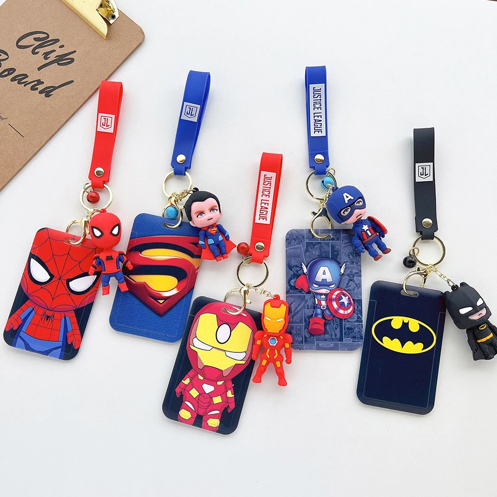 

Kawaii Avengers Anime Keychain Dolls Card Holder Cartoon Marvel Spider Man Credit Card Card Holder Student Bus Card Cover Gift