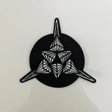 

Geometric Circular Prism Black and White Embroidered Cloth Stickers Trendy British Style Black Mamba DIY Adhesive Ironing Patch