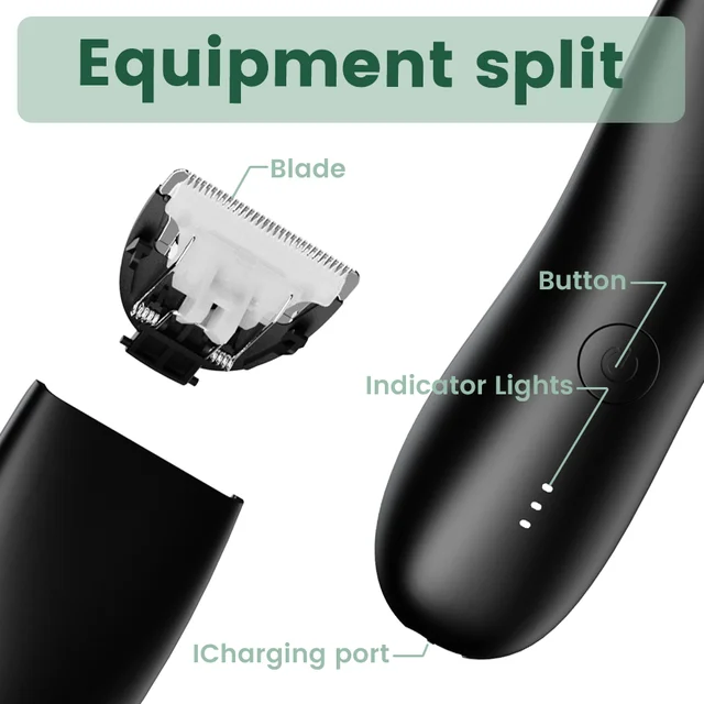 Men's Electric Groin & Body Shaver - Waterproof Dual Head Trimmer Kit w/ LED Light & Foil Blades 6