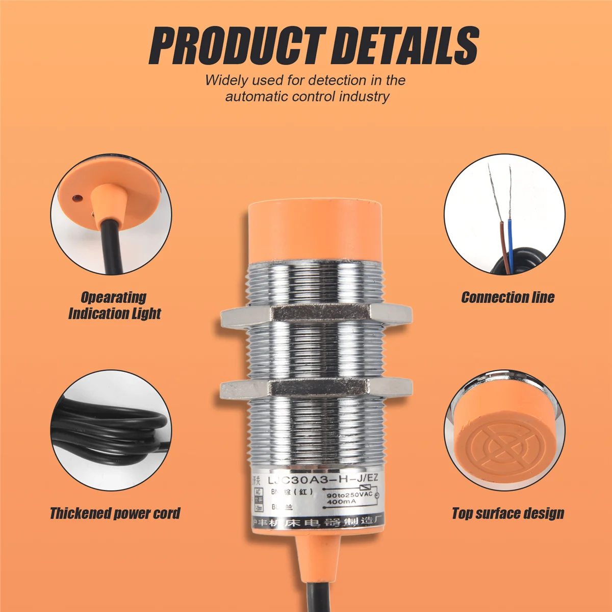 AC 90-250V NO 2-wire Capacitance Proximity Sensor Switch Detector 0-20mm LJC30A3-H-J/EZ
