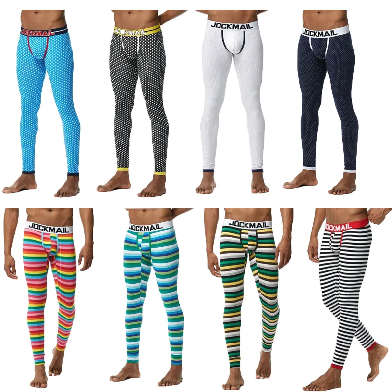 Men Sexy Thermal Long Johns Legging Pants U Convex Seperate Pouch Soft