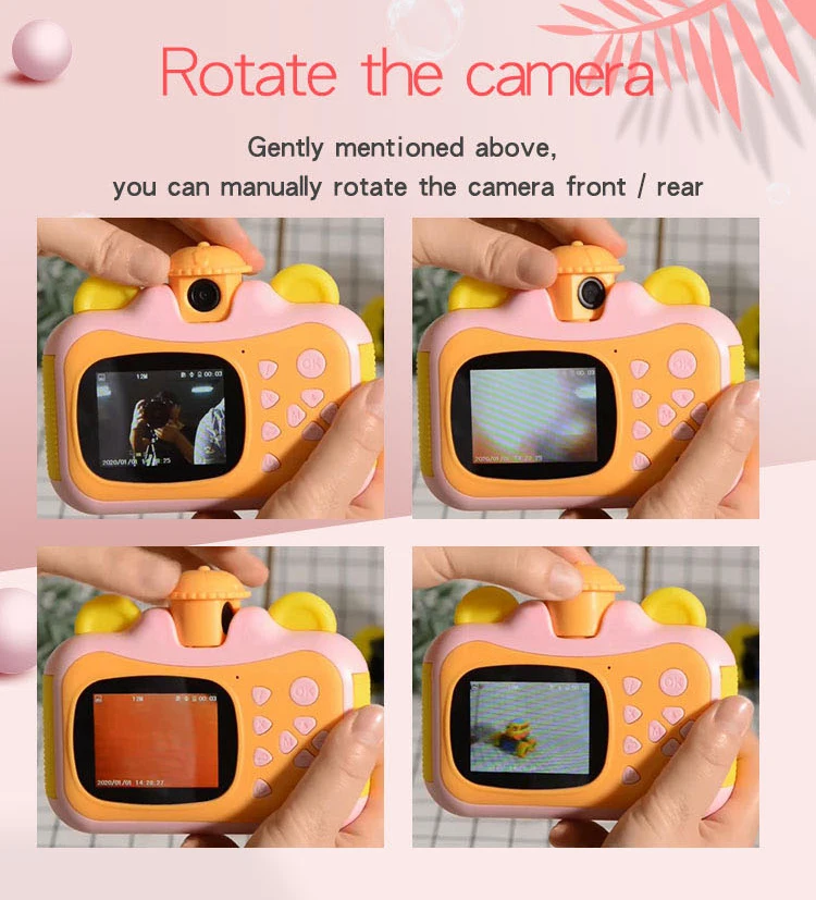 Instant Print Kids Camera 1080P Rechargeable Kids Camera for Girls Video Camera with 32G SD Card for 6-12 Years Old Birt Child