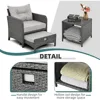 5 Pieces Outdoor Patio Wicker Chairs Set with Ottoman Outside Conversation Furniture Set with Cushions and Coffee 5