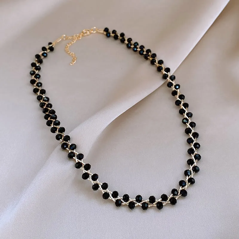 

Europe and America Hot selling Fashion Jewelry Black Crystal Short Necklace Luxury Women's Prom Party Accessories