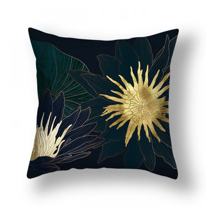 Neuer Kissenbezug Grün-Gold Ginkgo-Blatt Bedruckt Heim-Sofa-Kissenbezug Büro-Kissen Kissenhülle – Detail 4