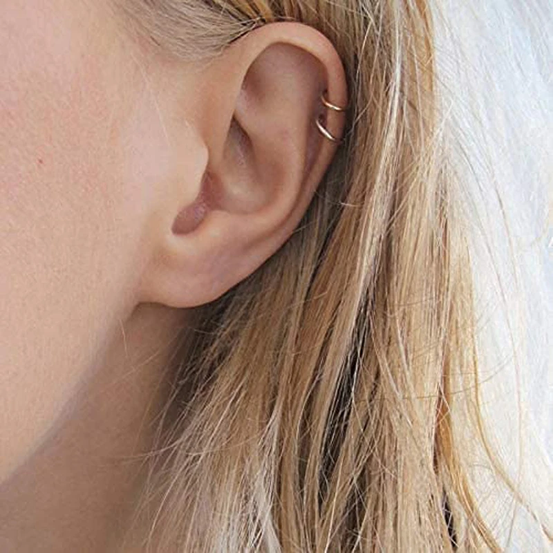 Ear Clip Earrings 4 Pcs Stainless Steel Ear Cuff Criss Cross Double Lines Non Piercing Minimalist fake Helix Earcuff Cartilage Earring ear clip earrings,clip earrings,ear clip,ear accessories