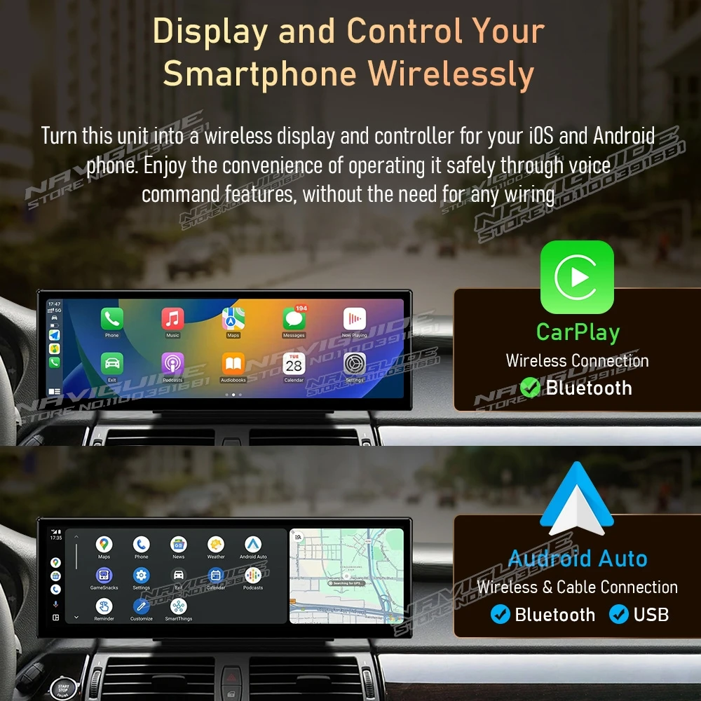 NAVIGUIDE 14.9'' Android13 Wireless Carplay Auto For BMW 5 Series F10 LHD 2011- CIC NBT Car Radio Navi Multimedia Player GPS
