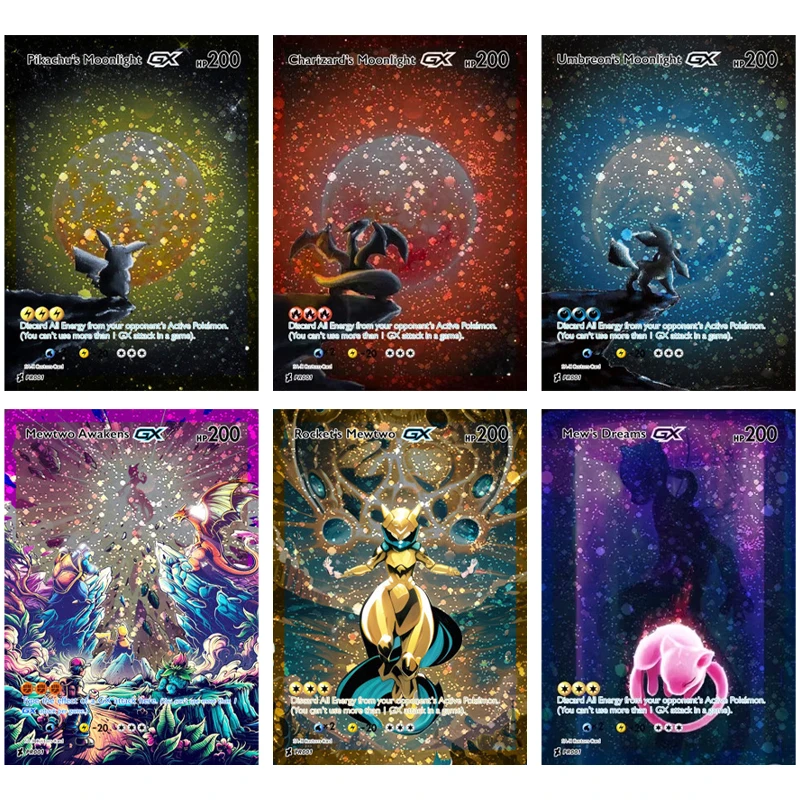 

Pokemon Pikachu Starry Sky Art Card Anime DIY Mewtwo Eevee Charizard Gengar Trainer Game Toy Album Collection Card Children Gift