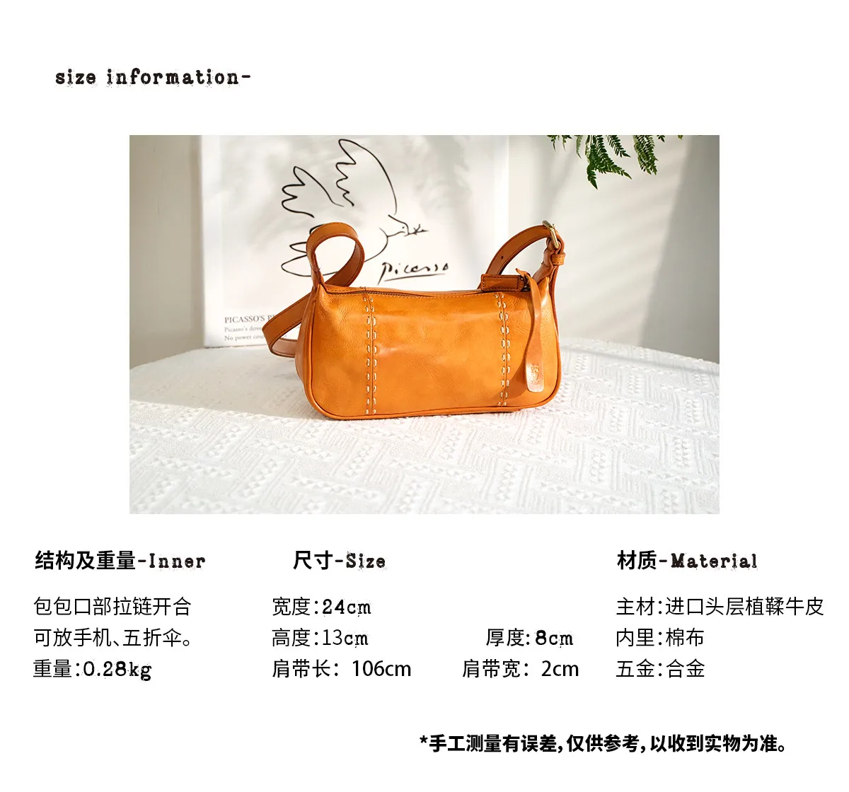 Organizer Vintage Luxus Echtleder Crossbody-Tasche für Damen, Modische Designer Handgefertigte Schultertasche aus Rindsleder – Detail 3