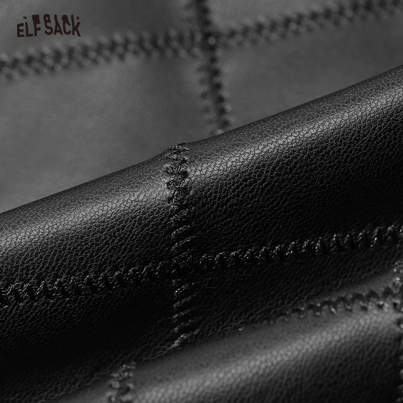 ELFSACK PU Black High Waist Shorts Woman 2023 Winter New Korean Fashion Bottoms