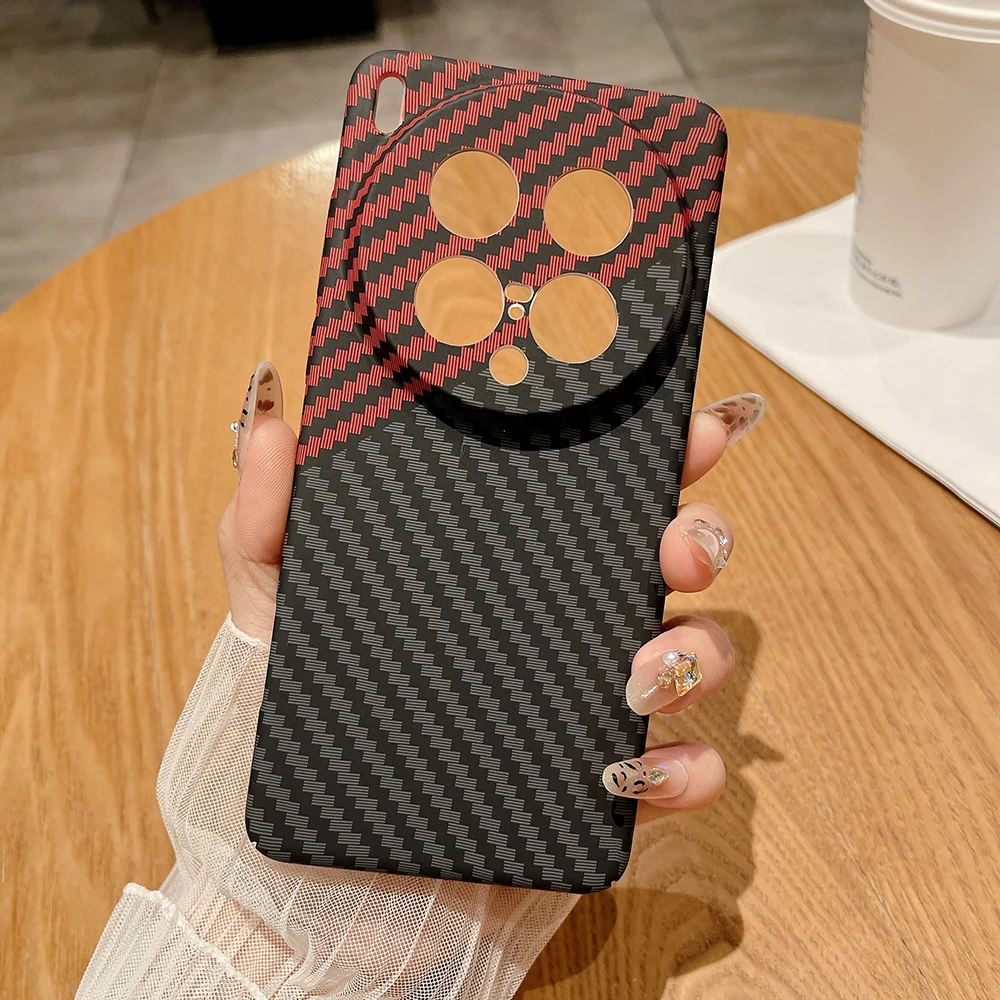 Slim Carbon Fiber Pattern PC Hard Case with Camera Protection, Durable Phone Cover