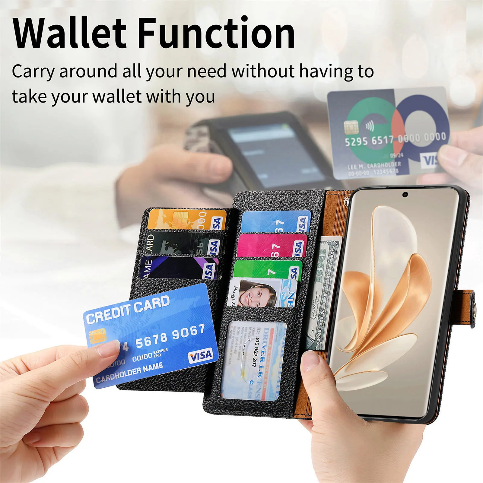 Wallet Case For Vivo Y15 Y16 Y17 Y19 Y20 Zip Card Pocket Stand Flap With Lanyard Pu Cover For Y27 Y31s Y33 Y35 Y50 Y30