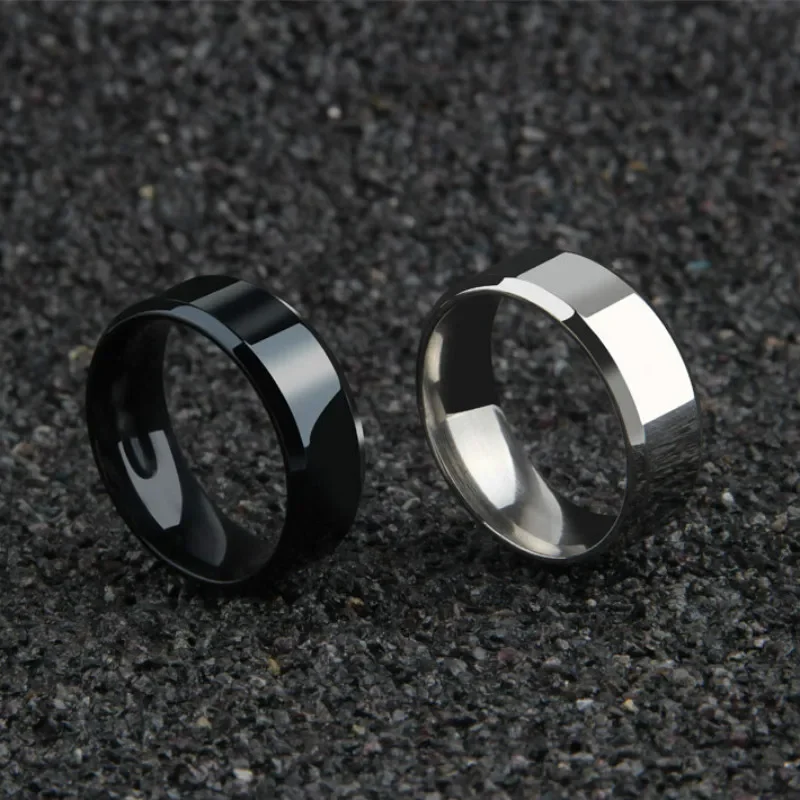 Charm Jewelry Ring for Men Women Stainless Steel Black