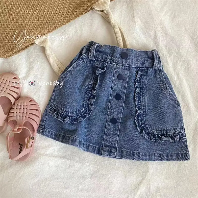 Kids New Summer Girls Denim Skirts Casual Kids Skirt Baby Clothing Jean Skirts Toddler Clothes 2 3 4 5 6 T