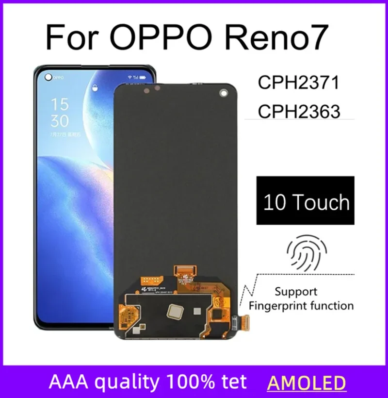 

6.43" AMOLED Reno7 5G Screen For OPPO Reno 7 CPH2371 LCD Display Touch Screen Assembly Replacement For 4G CPH2363 LCD