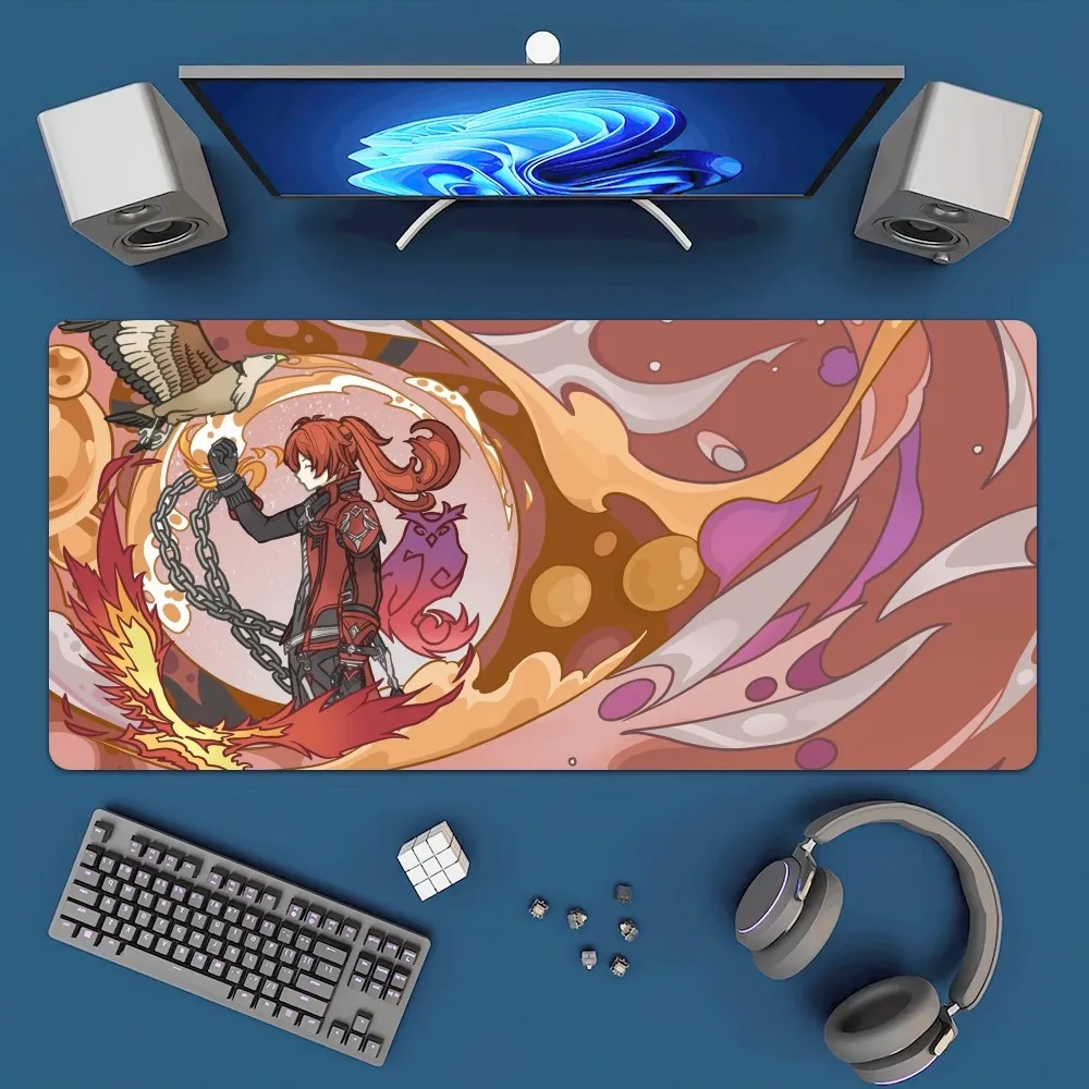 Genshin Impact Tartaglia Diluc Mousepad Office Large Mouse Mat Keyboard Mats Rubber PC Computer Game Big Anti-slip Mice Mat 3