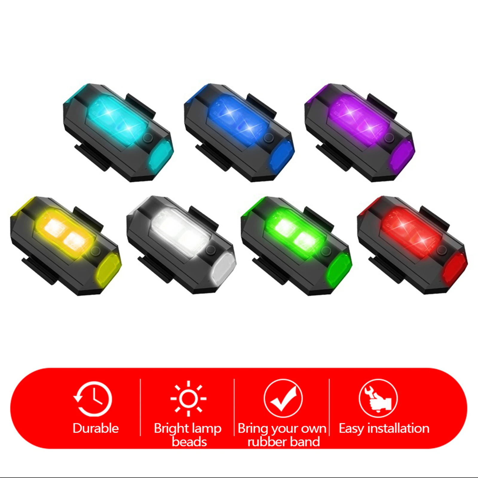 Rechargeable DC 5V LED Night Flying Warning Signal Indicator Light 7 Colors Mini RC Drone Strobe Flashing Lamp for Car Motorcycl motorcycle led lights,motorcycle accessories,car led lights