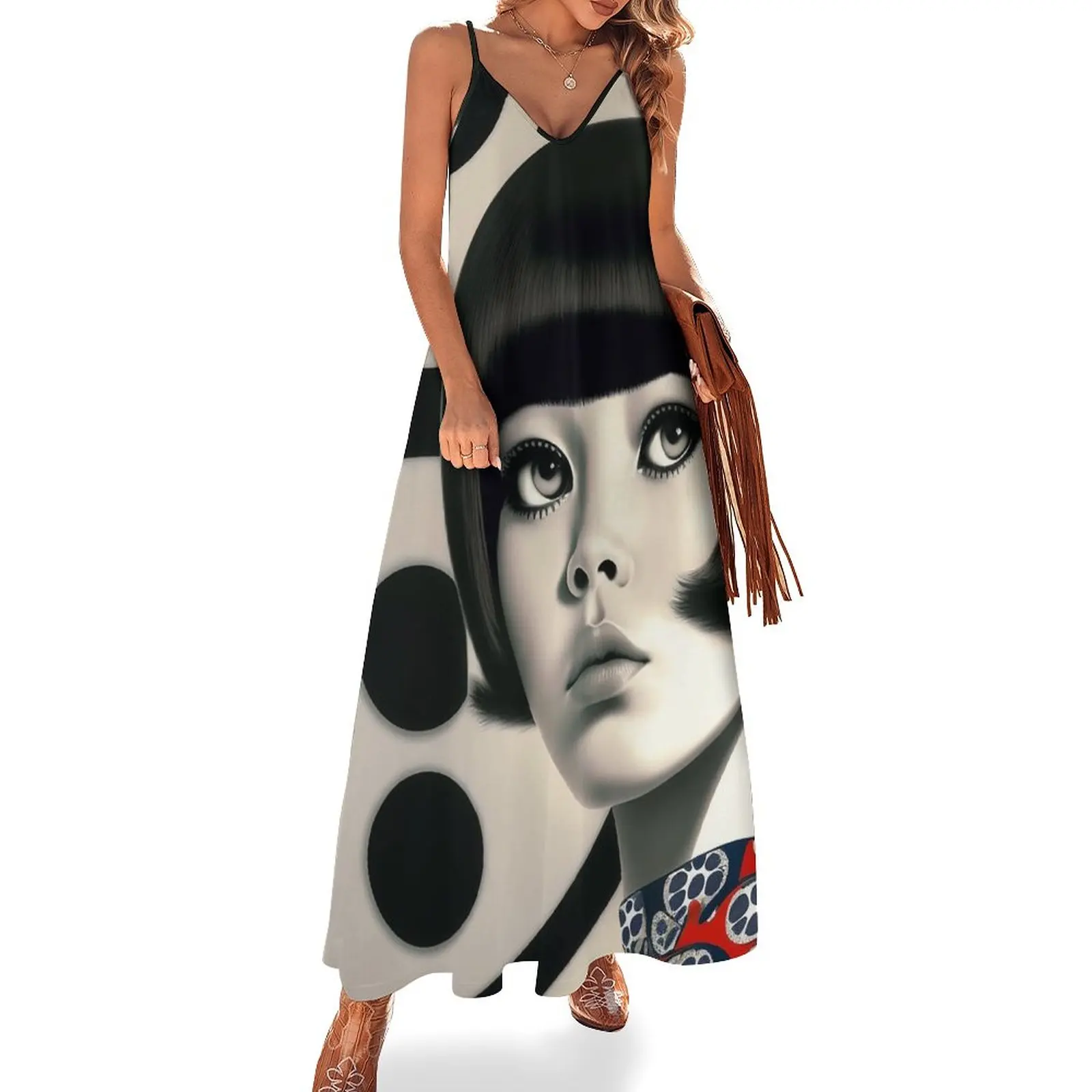 

Patch Work Mary Quant Sleeveless Dress Women's evening dress cute dress