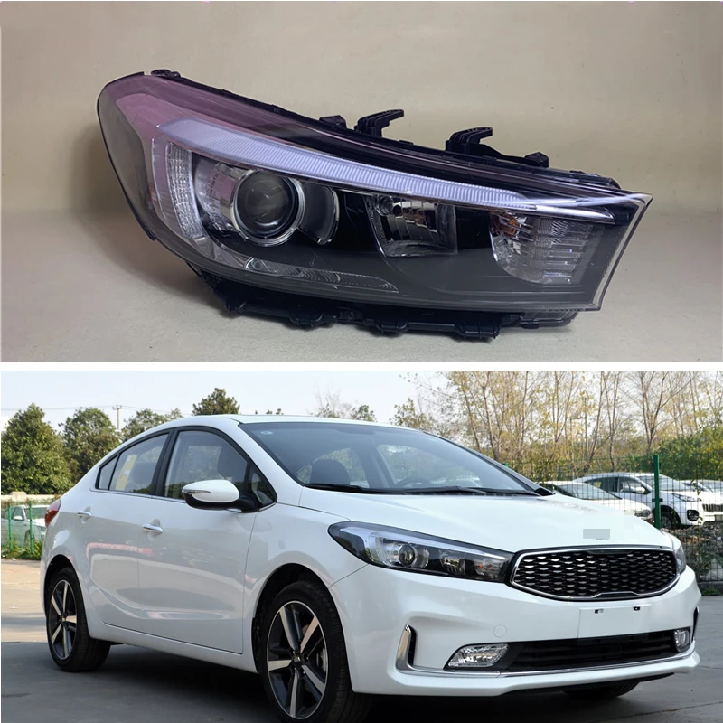 

For to 2016-2018 Kia K3 headlamp assembly left and right headlamp cover high beam Low beam auto parts