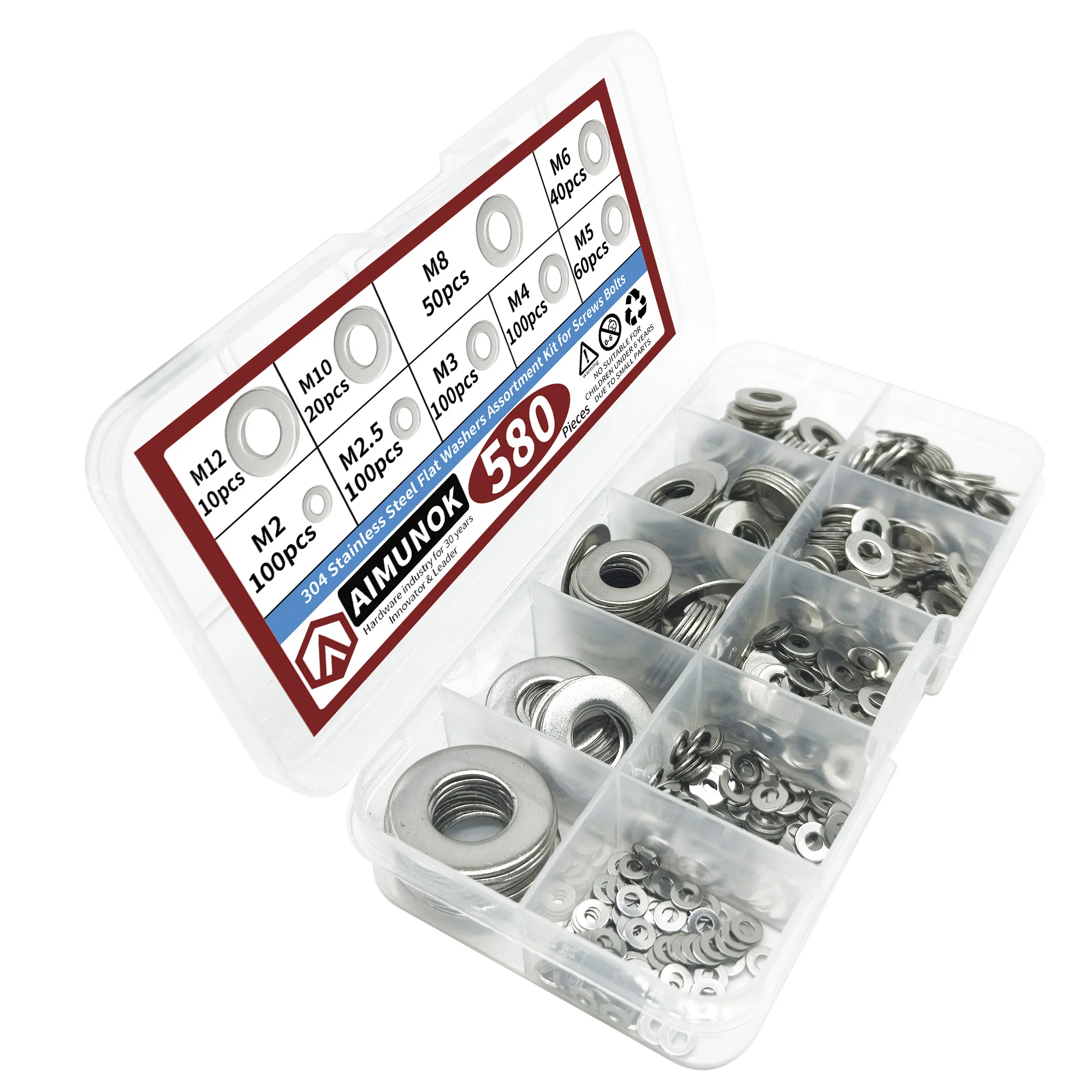 Enhanced Product Title: Premium Stainless Steel Flat Washer Assortment Kit – 360/580 Pieces, 9 Size Options