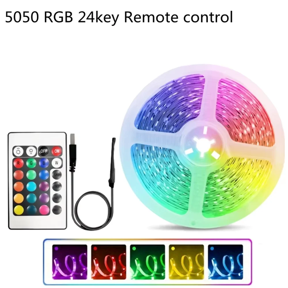 Vibrant RGB Color-Changing LED Strip Light with Music Sync and Remote Control