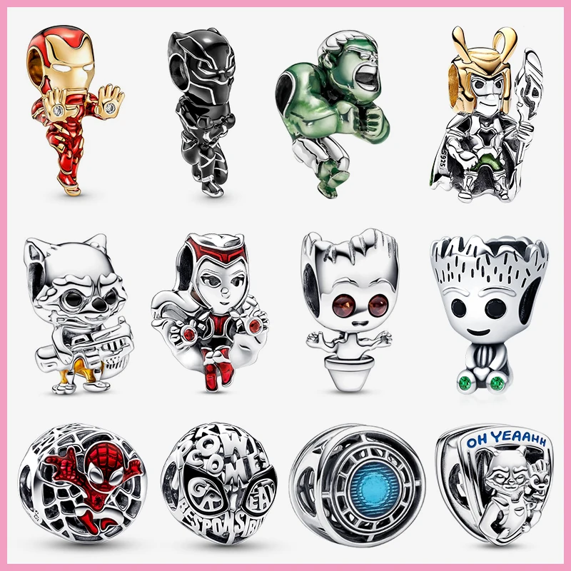 

Hot Sale Marvel Hero Shape Charm Beads Fits Pandora Charms Bracelets For Women 925 Silver Pendant Bead DIY Fine Jewelry Gift