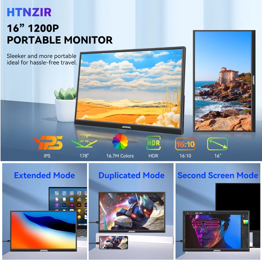 ÷  ÷ ޴ Ʈ , USB C  , Mac PC ޴ PS4/5 Xbox ġ, 1920*1200 IPS, 16 ġ