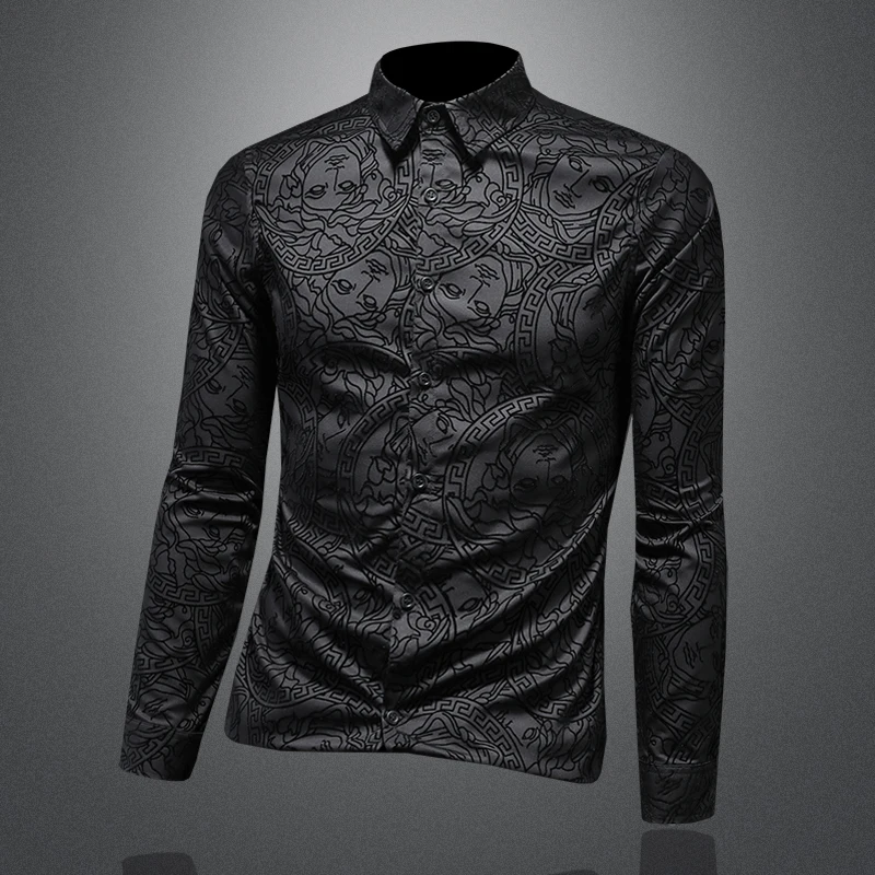 Men's Luxury Black Long sleeved Shirt High Quality Fabric Slim Fit Business Fashion Boutique Men's Shirt New Style men clothing