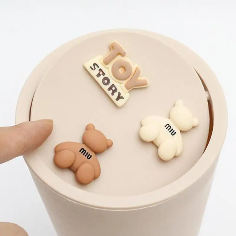 Mini Car Trash Can Cute Cartoon Bin With Lid Portable Car Trash Can Boot Storage Bag Mini Accessories For Bathroom
