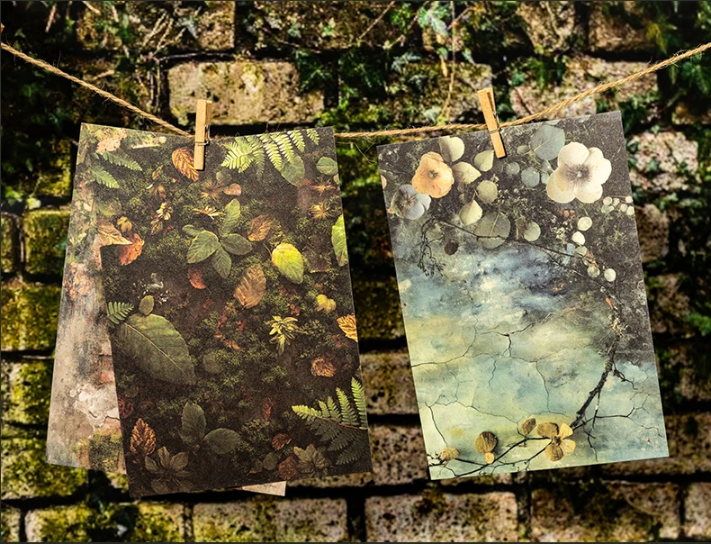 16 Stück Vintage Natur Thema Material Papier Scrapbook Materialien DIY Fotoalbum Collage Journal Kreative Kunst Hintergrundpapier – Detail 10