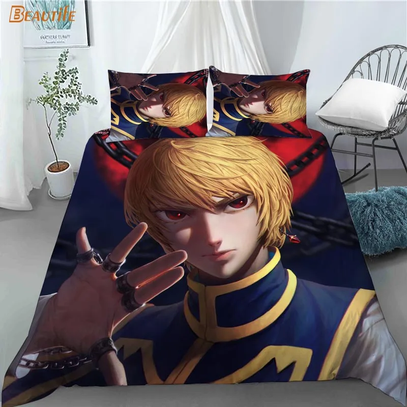 

Kurapika Hunter x Hunter Anime 3 Pcs Duvet Cover Set Fashion Bedding Sets Comforter Duvet Cover Pillowcase Home Textiles 1228