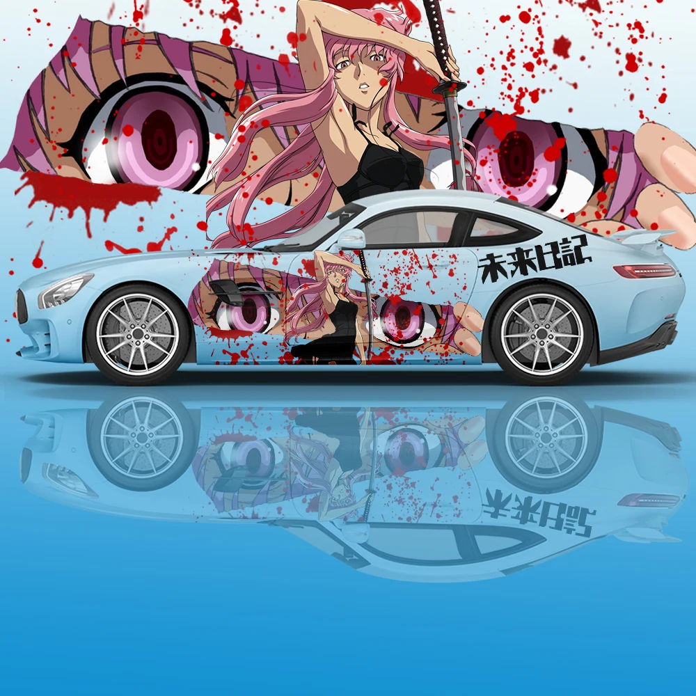 Autocollants de voiture Anime pour journal intime futur, graphiques  latéraux, accessoires de modification de voiture, décalcomanies d'emballage  de course, autocollants décoratifs, douleur - AliExpress