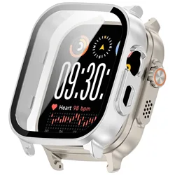 Enhanced Protective Tempered Glass Shell Case with Screen Protector for Realme Watch 5 (Silver)