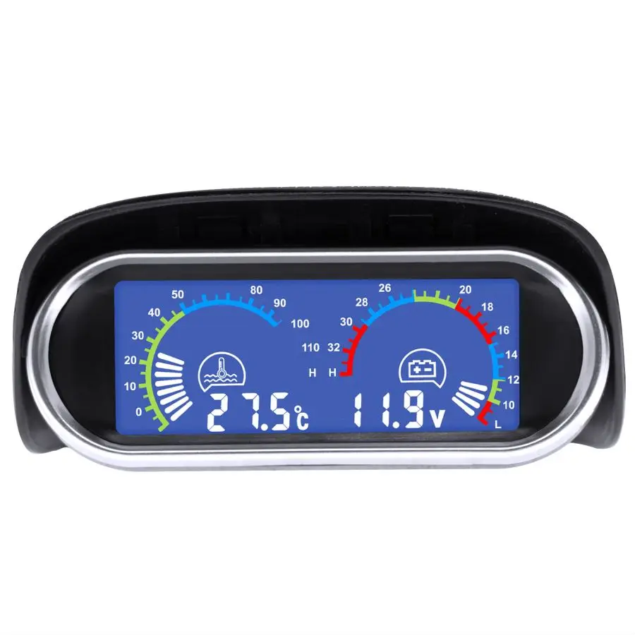 2 in 1 LCD Gauge Voltmeter Car Water Temp Sensor 10mm 12v 24v